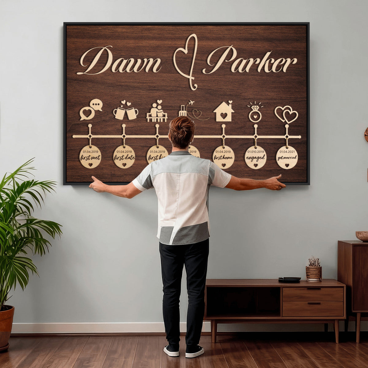 Personalized Couple Timeline Wall Art Canvas Print, Custom, photo 7 of 25