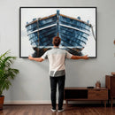 Blue Wooden Rowboat Canvas Wall Art, Coastal Nautical Boat Painting Print for Lake Beach House Decor, Minimalist Maritime Decor Artwork by MyGreatCanvas | Canvas Wall Art Prints | Photo Prints & Wall Decor