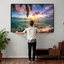 Hawaii Beach Sunset Canvas Wall Art Print, Tropical Ocean Landscape Artwork, Palm Tree Coastal Decor for Living Room Bedroom by MyGreatCanvas | Canvas Wall Art Prints | Photo Prints & Wall Decor