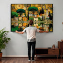 Gustav Klimt Golden Cityscape Wall Art Canvas Print,