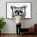 Funny Raccoon Canvas Wall Art, Black White Hands Up Animal Photo Print, Humorous Wildlife Decor, Kids Room Nursery Art, Quirky Animal Gift by MyGreatCanvas | Canvas Wall Art Prints | Photo Prints & Wall Decor