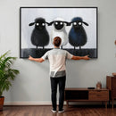 Funny Sheep Canvas Wall Art, Three Quirky Sheep Painting Print, Cute Animal Nursery Decor, Black White Navy Farmhouse Art, Kids Room Gift by MyGreatCanvas | Canvas Wall Art Prints | Photo Prints & Wall Decor