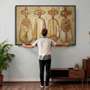Mexican Folk Art Canvas Wall Art, Charro Poncho Sombrero Painting Print, Neutral Beige Boho Decor, Southwestern Impasto Style, Living Room Art by MyGreatCanvas | Canvas Wall Art Prints | Photo Prints & Wall Decor