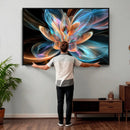 Fractal Lotus Canvas Wall Art, Blue Orange Glowing Flower Abstract Print, Modern Zen Meditation Room Decor, Ethereal Digital Art, Living Room by MyGreatCanvas | Canvas Wall Art Prints | Photo Prints & Wall Decor