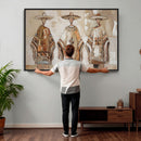 Mexican Folk Art Canvas Wall Art, Charro Poncho Sombrero Painting Print, Neutral Beige Boho Decor, Southwestern Impasto Style, Living Room Art by MyGreatCanvas | Canvas Wall Art Prints | Photo Prints & Wall Decor