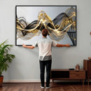 Black and Gold Abstract Wall Art, Modern Wave Canvas Print, Elegant Flowing Smoke Art, Luxury Living Room Decor by MyGreatCanvas | Canvas Wall Art Prints | Photo Prints & Wall Decor
