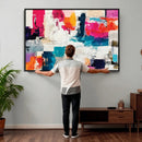 Blue Teal Abstract Canvas Wall Art, Modern Textured Painting Print, Navy Orange White Contemporary Art, Neutral Living Room Decor, Office Art by MyGreatCanvas | Canvas Wall Art Prints | Photo Prints & Wall Decor