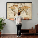 Vintage Custom Push Pin Map Print – Custom Adventure Travel