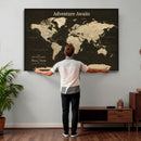 Personalized Push Pin World Map Canvas Print – Custom Travel