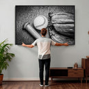 Vintage Baseball Glove and Bat Sports Wall Art Canvas,