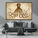 Sepia Octopus Wall Art Abstract Animal Canvas Print