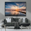 Wooden Pier on Seascape and Sunset Wall Art Canvas Print by MyGreatCanvas | Canvas Wall Art Prints | Photo Prints & Wall Decor