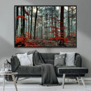 Autumn Forest Wall Art – Enchanting Red Leaves Canvas Print,