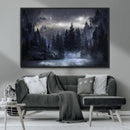 Night Landscape and Trees Wall Art Canvas Print