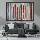 Vintage Wooden Weathered Ski's in Front of an Old Barn Wall by MyGreatCanvas | Canvas Wall Art Prints | Photo Prints & Wall Decor