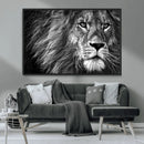 Black and White Lion Canvas Wall Art Print – Wildlife