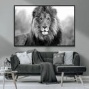 Black and White Lion Canvas Wall Art – Animal Print Artwork