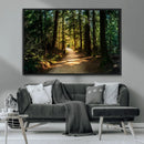 Sunlit Forest Pathway Canvas Print | 3 Panel Large Nature by MyGreatCanvas | Canvas Wall Art Prints | Photo Prints & Wall Decor