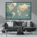 Classic World Map Canvas Print – Framed Vintage Map Wall by MyGreatCanvas | Canvas Wall Art Prints | Photo Prints & Wall Decor