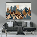 Abstract Wood Panel Effect Mountain Range Top Wall Art
