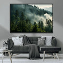 Misty Forest Wall Art Premium Canvas Print a Foggy and