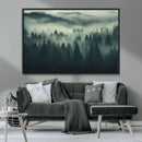 Misty Forest Wall Art Premium Canvas Print a Foggy and