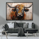 Scottish Highland Cow Cattle Art Print on Wood Style by MyGreatCanvas | Canvas Wall Art Prints | Photo Prints & Wall Decor