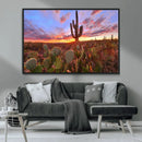Arizona Desert Wall Art Canvas Print - Framed Deser Sunset