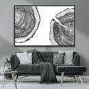 Abstract Large Tree Rings – Minimalist Black and White Wood