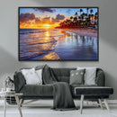 Serene Beach Sunset Wall Art Canvas- Coastal Seascape Print