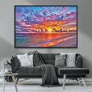 Vibrant Sunset Beach Wall Art - Ocean Sunset Canvas Print |