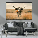 Texas Cow Longhorn Wall Art Canvas Print for Farm House Wall