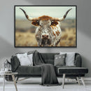 Texas Cow Longhorn Wall Art Canvas Print for Farm House Wall