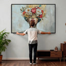Golden Petal Wall Art Canvas Print - Silhouette Woman Wall