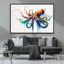 Watercolor Vibrant Octopus Wall Art Canvas Print | Abstract