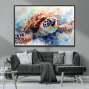 Watercolor Sea Turtle Wall Art Canvas Print - Vibrant Ocean