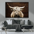Highland Cow Wall Art Canvas Print, Rustic Farmhouse Decor,