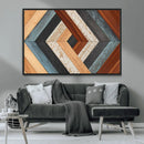 Geometric Wood Art Wall Decor Canvas Print, Rustic Wooden