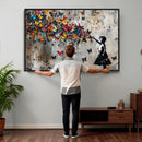 Banksy Wall Art - Banksy Girl and Butterfly Explosion Wall