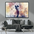 Abstract Watercolor Golf Player Wall Art Canvas Print