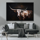 Texas Longhorn Wall Art Canvas Print | Western Ranch Decor |
