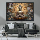 Golden Buddha Wall Art Canvas Print | Zen Meditation Floral