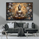 Golden Buddha Wall Art Canvas Print | Zen Meditation Floral