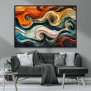 Abstract Wave Wall Art | Ready to Hang Framed Canvas Print |