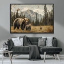 Rustic Grizzly 399 Bear Family Wall Art Canvas Print