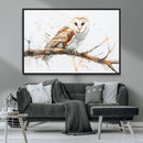 Barn Owl Wall Art on Branch | Stunning Canvas Print for