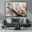 Barn Owl Wall Art | Watercolor Barn Owl Canvas Print |