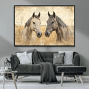 Chines Ink Style Grunge Horses Wall Art Canvas Print