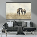 Chines Style Grunge Horses Wall Art Canvas Print