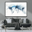 Flight Route Map Wall Art Canvas Print, Abstract Air Traffic